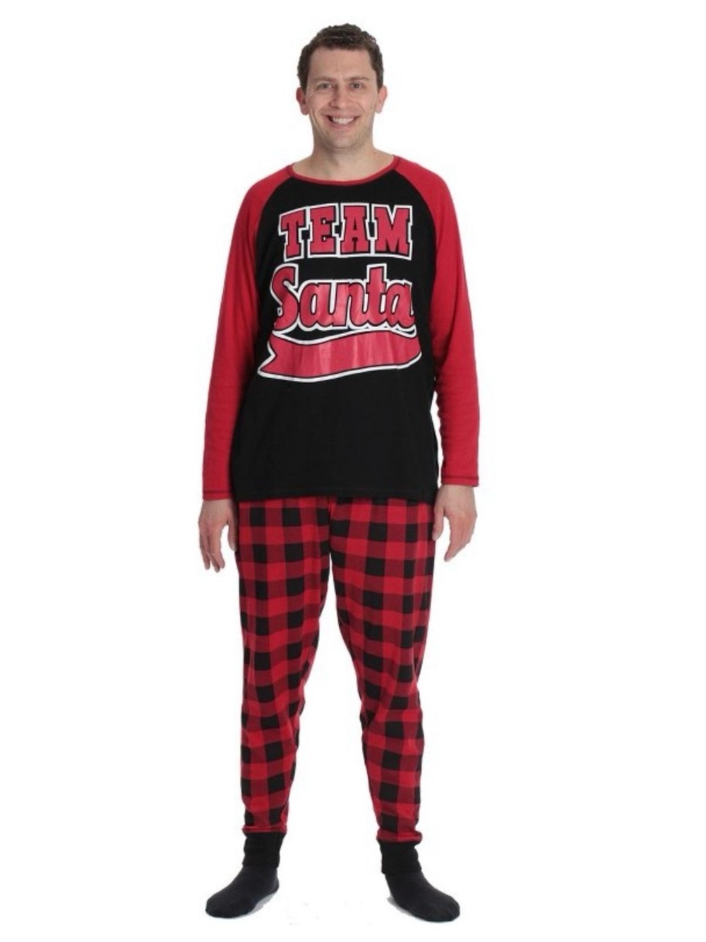 Men’s "Team Santa" Red and Black Holiday Pajama Set